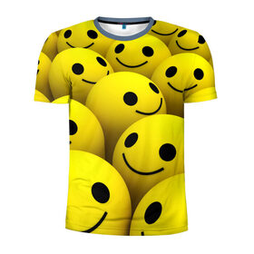 Мужская футболка 3D спортивная с принтом Счастливые смайлики , 100% полиэстер с улучшенными характеристиками | приталенный силуэт, круглая горловина, широкие плечи, сужается к линии бедра | Тематика изображения на принте: no problems | smile | без проблем | весёлый | довольный | оптимизм | позитив | позитивный | радость | смайлики | смех | счастливый | счастье | улыбаться | улыбка | хорошее настроение