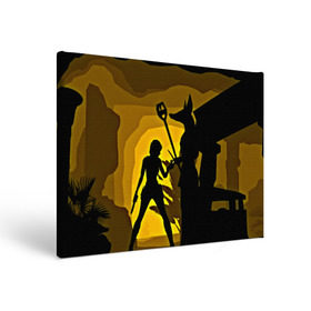 Холст прямоугольный с принтом Tomb Raider , 100% ПВХ |  | желтый | лара крофт | черный