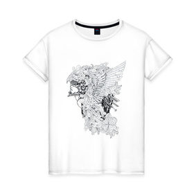 Женская футболка хлопок с принтом Валькирия , 100% хлопок | прямой крой, круглый вырез горловины, длина до линии бедер, слегка спущенное плечо | ангел | валькирия | воин