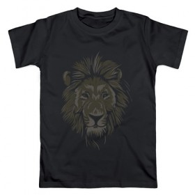 Мужская футболка хлопок с принтом Лев , 100% хлопок | прямой крой, круглый вырез горловины, длина до линии бедер, слегка спущенное плечо. | король | лев