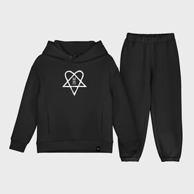 Детский костюм хлопок Oversize с принтом HIM. Heartagram (белая) ,  |  | Тематика изображения на принте: heartagram | him | love metal | ville valo | вилле вало | хим