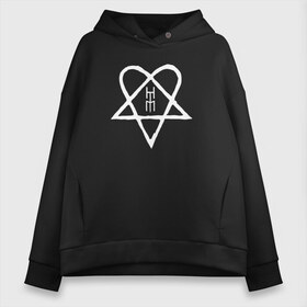 Женское худи Oversize хлопок с принтом HIM Heartagram (белая) , френч-терри — 70% хлопок, 30% полиэстер. Мягкий теплый начес внутри —100% хлопок | боковые карманы, эластичные манжеты и нижняя кромка, капюшон на магнитной кнопке | heartagram | him | love metal | ville valo | вилле вало | хим