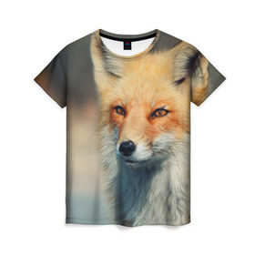 Женская футболка 3D с принтом Лисица , 100% полиэфир ( синтетическое хлопкоподобное полотно) | прямой крой, круглый вырез горловины, длина до линии бедер | fox | животное | зверь | красивая | лес | лис | лиса | лисенок | лисица | лисичка | мех | патрикеевна | песец | плутовка | прикольная | природа | рыжая | рыжий цвет | сказка | хвост | хитрая | хищник