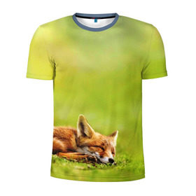 Мужская футболка 3D спортивная с принтом Лисичка спит , 100% полиэстер с улучшенными характеристиками | приталенный силуэт, круглая горловина, широкие плечи, сужается к линии бедра | fox | животное | зверь | красивая | лес | лис | лиса | лисенок | лисица | лисичка | мех | патрикеевна | песец | плутовка | прикольная | природа | рыжая | рыжий цвет | сказка | хвост | хитрая | хищник