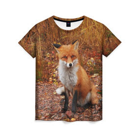 Женская футболка 3D с принтом Лиса , 100% полиэфир ( синтетическое хлопкоподобное полотно) | прямой крой, круглый вырез горловины, длина до линии бедер | fox | животное | зверь | красивая | лес | лис | лиса | лисенок | лисица | лисичка | мех | патрикеевна | песец | плутовка | прикольная | природа | рыжая | рыжий цвет | сказка | хвост | хитрая | хищник