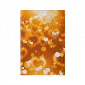 Обложка для паспорта матовая кожа с принтом Сердечки в золоте , натуральная матовая кожа | размер 19,3 х 13,7 см; прозрачные пластиковые крепления | Тематика изображения на принте: желтый | золотое | сердечки | яркий