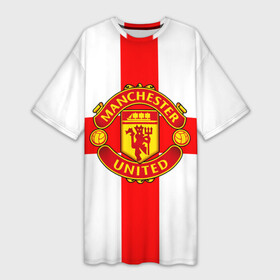 Платье-футболка 3D с принтом Manchester united ,  |  | 3д | fc | manchester united | mu | англия | британия | игра | канониры | красные дьяволы | лондон | манчестер | мю | флаг | флаг британии | футбол | эмблема