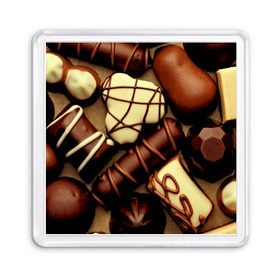 Магнит 55*55 с принтом Сладкие конфетки , Пластик | Размер: 65*65 мм; Размер печати: 55*55 мм | Тематика изображения на принте: 3d | десерт | еда | конфеты | много | пища | разные | сладкое | темный | фигуры | фон | форма | шоколад | яркие