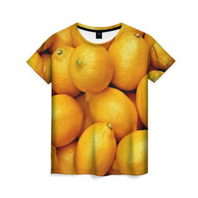Женская футболка 3D с принтом Лимончики , 100% полиэфир ( синтетическое хлопкоподобное полотно) | прямой крой, круглый вырез горловины, длина до линии бедер | Тематика изображения на принте: 3d | витамин | еда | желтый | лето | лимон | много | пища | прикольные | сочные | фрукты | цитрус | яркие