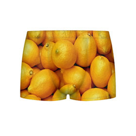 Мужские трусы 3D с принтом Лимончики , 50% хлопок, 50% полиэстер | классическая посадка, на поясе мягкая тканевая резинка | Тематика изображения на принте: 3d | витамин | еда | желтый | лето | лимон | много | пища | прикольные | сочные | фрукты | цитрус | яркие