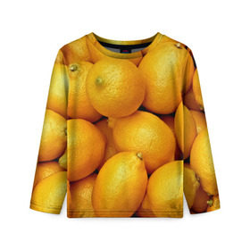 Детский лонгслив 3D с принтом Лимончики , 100% полиэстер | длинные рукава, круглый вырез горловины, полуприлегающий силуэт
 | 3d | витамин | еда | желтый | лето | лимон | много | пища | прикольные | сочные | фрукты | цитрус | яркие