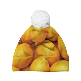 Шапка 3D c помпоном с принтом Лимончики , 100% полиэстер | универсальный размер, печать по всей поверхности изделия | 3d | витамин | еда | желтый | лето | лимон | много | пища | прикольные | сочные | фрукты | цитрус | яркие