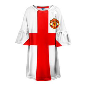 Детское платье 3D с принтом Manchester united , 100% полиэстер | прямой силуэт, чуть расширенный к низу. Круглая горловина, на рукавах — воланы | 3d | 3д | fc | manchester united | mu | англия | британия | игра | канониры | красные дьяволы | лондон | манчестер | мю | флаг | флаг британии | футбол | эмблема