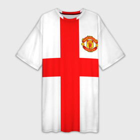 Платье-футболка 3D с принтом Manchester united ,  |  | 3d | 3д | fc | manchester united | mu | англия | британия | игра | канониры | красные дьяволы | лондон | манчестер | мю | флаг | флаг британии | футбол | эмблема