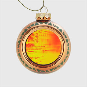 Стеклянный ёлочный шар с принтом Компьютерный код , Стекло | Диаметр: 80 мм | желтый | кибер | код | оранжевый | прога