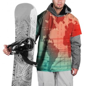 Накидка на куртку 3D с принтом Цифровой мир , 100% полиэстер |  | Тематика изображения на принте: зеленый | карта | кибер | красный