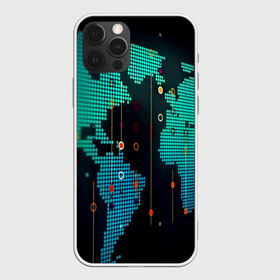 Чехол для iPhone 12 Pro Max с принтом digital world , Силикон |  | Тематика изображения на принте: бирюзовый | карта | кибер | черный