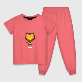 Детская пижама хлопок с принтом ironcat , 100% хлопок |  брюки и футболка прямого кроя, без карманов, на брюках мягкая резинка на поясе и по низу штанин
 | Тематика изображения на принте: cat | github | ironcat | ironman