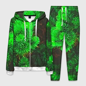 Мужской костюм 3D с принтом Зелёная ель , 100% полиэстер | Манжеты и пояс оформлены тканевой резинкой, двухслойный капюшон со шнурком для регулировки, карманы спереди | Тематика изображения на принте: 3d | ёлка | ель | зелёный | лес | новый год | праздник | природа | текстура | фон