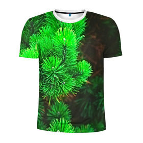 Мужская футболка 3D спортивная с принтом Зелёная ель , 100% полиэстер с улучшенными характеристиками | приталенный силуэт, круглая горловина, широкие плечи, сужается к линии бедра | Тематика изображения на принте: 3d | ёлка | ель | зелёный | лес | новый год | праздник | природа | текстура | фон