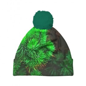 Шапка 3D c помпоном с принтом Зелёная ель , 100% полиэстер | универсальный размер, печать по всей поверхности изделия | Тематика изображения на принте: 3d | ёлка | ель | зелёный | лес | новый год | праздник | природа | текстура | фон