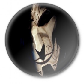 Значок с принтом League Of Legends jhin ,  металл | круглая форма, металлическая застежка в виде булавки | Тематика изображения на принте: jhin | league of legends | lol