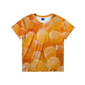 Детская футболка 3D с принтом Апельсиновый мармелад , 100% гипоаллергенный полиэфир | прямой крой, круглый вырез горловины, длина до линии бедер, чуть спущенное плечо, ткань немного тянется | 