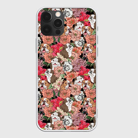 Чехол для iPhone 12 Pro Max с принтом Dogs and flowers , Силикон |  | boxer | cute | dog | flower | flowers | love | lovely | summer | боксер | бульдог | летний | лето | пес | пионы | собака | собачка | цветочный | цветы