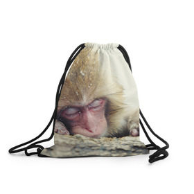 Рюкзак-мешок 3D с принтом Обезьянка спит , 100% полиэстер | плотность ткани — 200 г/м2, размер — 35 х 45 см; лямки — толстые шнурки, застежка на шнуровке, без карманов и подкладки | Тематика изображения на принте: бабуин | животное | обезьяна | орангутанг | примат