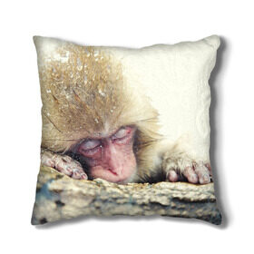 Подушка 3D с принтом Обезьянка спит , наволочка – 100% полиэстер, наполнитель – холлофайбер (легкий наполнитель, не вызывает аллергию). | состоит из подушки и наволочки. Наволочка на молнии, легко снимается для стирки | бабуин | животное | обезьяна | орангутанг | примат