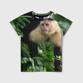 Детская футболка 3D с принтом Обезьянка в джунглях , 100% гипоаллергенный полиэфир | прямой крой, круглый вырез горловины, длина до линии бедер, чуть спущенное плечо, ткань немного тянется | бабуин | гамадрил | гиббон | горилла | гуманоид | дарвин | животное | зоопарк | кинг конг | мартышка | маугли | обезьяна | орангутанг | предок | примат | рожа | хомо сапиенс | шимпанзе