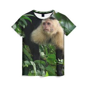 Женская футболка 3D с принтом Обезьянка в джунглях , 100% полиэфир ( синтетическое хлопкоподобное полотно) | прямой крой, круглый вырез горловины, длина до линии бедер | бабуин | гамадрил | гиббон | горилла | гуманоид | дарвин | животное | зоопарк | кинг конг | мартышка | маугли | обезьяна | орангутанг | предок | примат | рожа | хомо сапиенс | шимпанзе