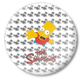 Значок с принтом Bart ,  металл | круглая форма, металлическая застежка в виде булавки | Тематика изображения на принте: simpsons | барт | мульт | симпсоны