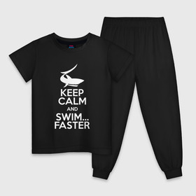 Детская пижама хлопок с принтом swim , 100% хлопок |  брюки и футболка прямого кроя, без карманов, на брюках мягкая резинка на поясе и по низу штанин
 | swim | swimming | плавание | пловец