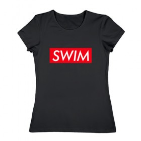 Женская футболка хлопок с принтом swim , 100% хлопок | прямой крой, круглый вырез горловины, длина до линии бедер, слегка спущенное плечо | swim | swimming | плавание | пловец