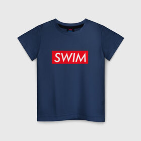 Детская футболка хлопок с принтом swim , 100% хлопок | круглый вырез горловины, полуприлегающий силуэт, длина до линии бедер | swim | swimming | плавание | пловец