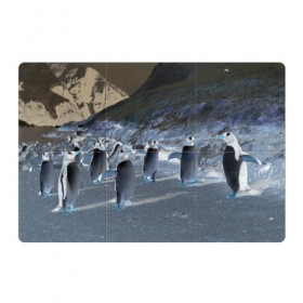 Магнитный плакат 3Х2 с принтом Ночные пингвины в горах , Полимерный материал с магнитным слоем | 6 деталей размером 9*9 см | 