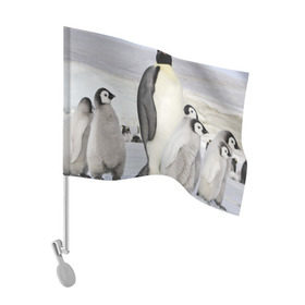 Флаг для автомобиля с принтом Пингвин и пингвинята , 100% полиэстер | Размер: 30*21 см | айсберг | антарктида | антарктика | арктика | буревестник | глупый | императорский | клюв | королевский | крылья | ласты | лёд | линукс | океан | пилигрим | полюс | птица | север | снег | умка | фрак