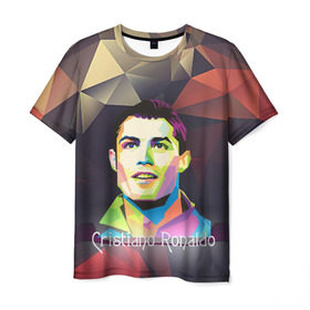 Мужская футболка 3D с принтом Cristiano Ronaldo , 100% полиэфир | прямой крой, круглый вырез горловины, длина до линии бедер | 