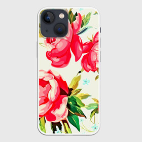 Чехол для iPhone 13 mini с принтом Пиончики ,  |  | 3d | весна | другие | лето | пионы | прикольные | светлый фон | текстуры | узоры | фон | цветные | цветы | яркие