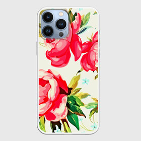 Чехол для iPhone 13 Pro Max с принтом Пиончики ,  |  | 3d | весна | другие | лето | пионы | прикольные | светлый фон | текстуры | узоры | фон | цветные | цветы | яркие