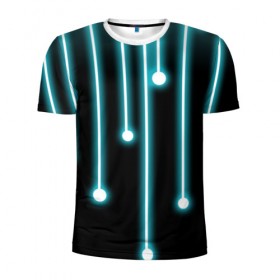 Мужская футболка 3D спортивная с принтом Линии интернета , 100% полиэстер с улучшенными характеристиками | приталенный силуэт, круглая горловина, широкие плечи, сужается к линии бедра | будущее | интернет | линии | технологии