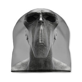 Шапка 3D с принтом Гуманоид , 100% полиэстер | универсальный размер, печать по всей поверхности изделия | head | humanoid | sculpture | голова | идол | инопланетянин | истукан | космос | скульптура | статуя