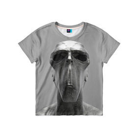 Детская футболка 3D с принтом Гуманоид , 100% гипоаллергенный полиэфир | прямой крой, круглый вырез горловины, длина до линии бедер, чуть спущенное плечо, ткань немного тянется | head | humanoid | sculpture | голова | идол | инопланетянин | истукан | космос | скульптура | статуя