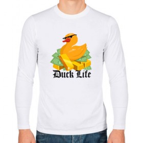 Мужской лонгслив хлопок с принтом Duck Life , 100% хлопок |  | duck | ducklife | life | thuglife | утка | уточка