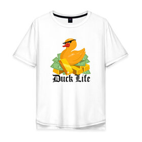 Мужская футболка хлопок Oversize с принтом Duck Life , 100% хлопок | свободный крой, круглый ворот, “спинка” длиннее передней части | duck | ducklife | life | thuglife | утка | уточка