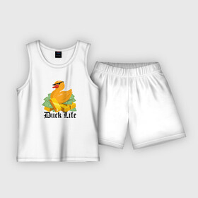 Детская пижама с шортами хлопок с принтом Duck Life ,  |  | duck | ducklife | life | thuglife | утка | уточка