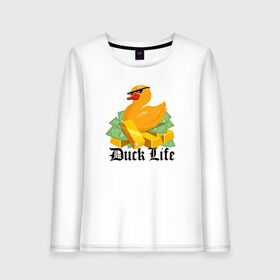 Женский лонгслив хлопок с принтом Duck Life , 100% хлопок |  | duck | ducklife | life | thuglife | утка | уточка