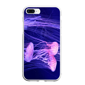 Чехол для iPhone 7Plus/8 Plus матовый с принтом Розовые медузы , Силикон | Область печати: задняя сторона чехла, без боковых панелей | Тематика изображения на принте: аквариум | вода | дайвинг | милые | море | океан | плывет | подводный мир | рыбалка | рыбка | рыбы | стая | фауна