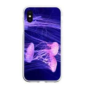 Чехол для iPhone XS Max матовый с принтом Розовые медузы , Силикон | Область печати: задняя сторона чехла, без боковых панелей | Тематика изображения на принте: аквариум | вода | дайвинг | милые | море | океан | плывет | подводный мир | рыбалка | рыбка | рыбы | стая | фауна